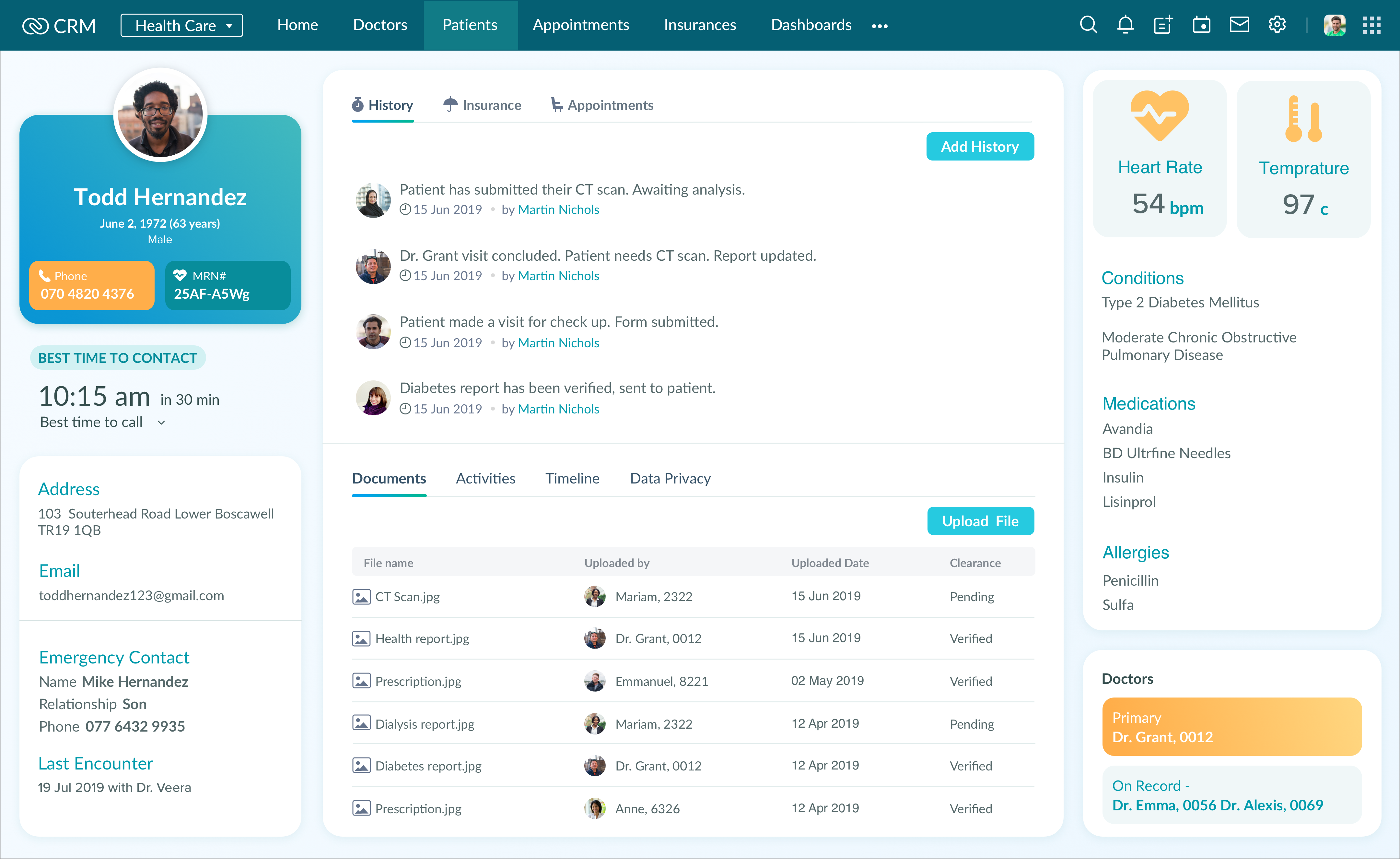 Exemple d'interface zoho crm avec canvas